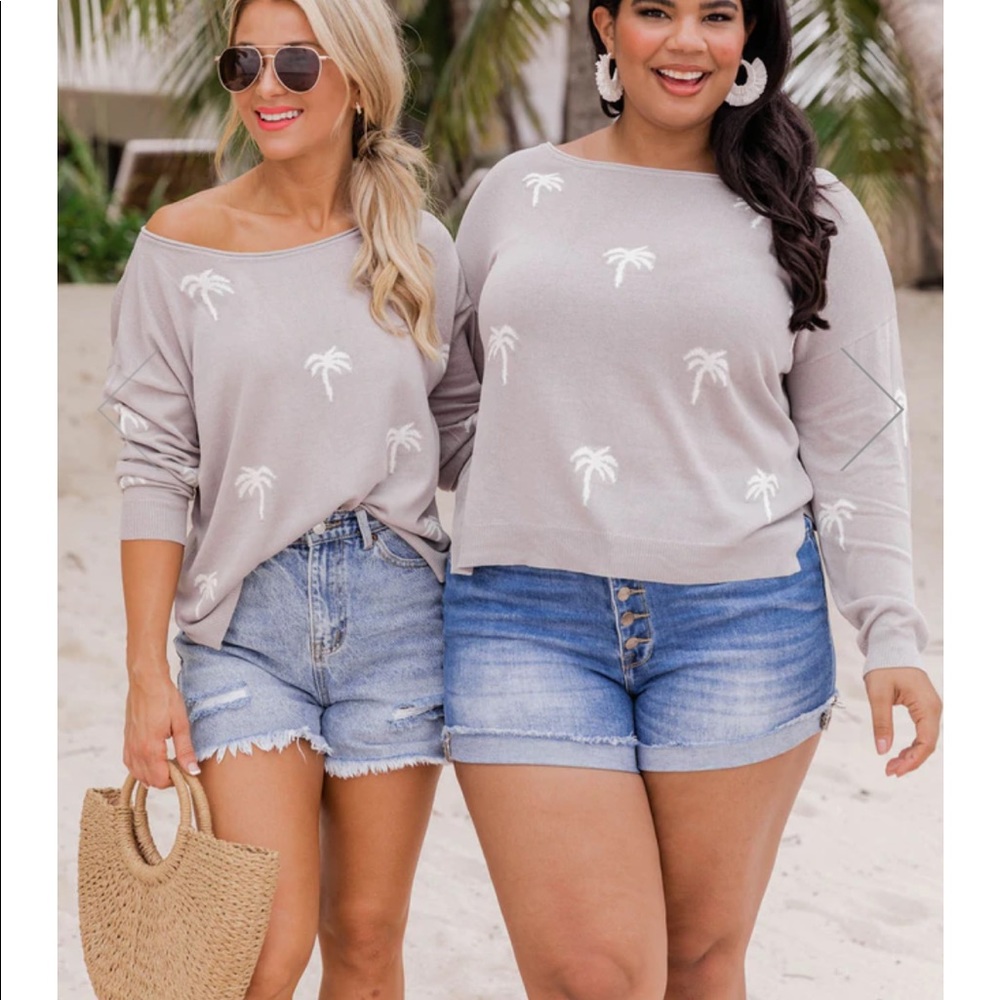 Grey palm tree sweater